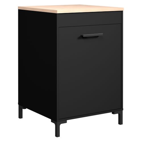 Bas 60 cm 1 porte ONYX noir vue 3/4