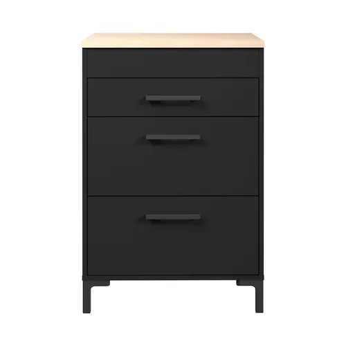 Bas 60 cm 1 tiroir+2 tiroirs ONYX noir vue de face