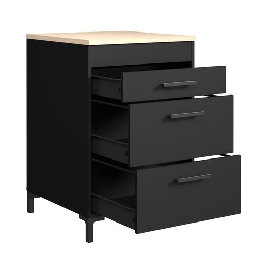 Bas 60 cm 1 tiroir+2 tiroirs ONYX noir