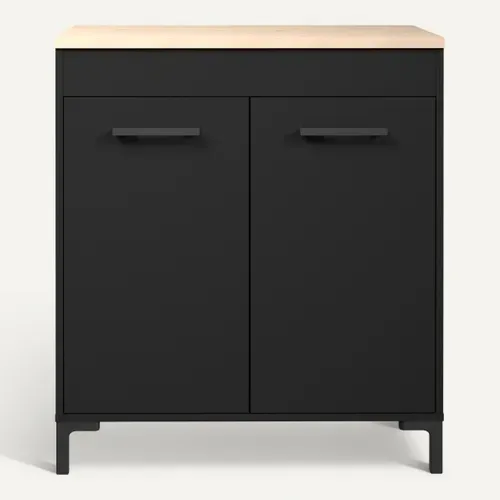 Bas 80 cm 2 portes ONYX noir vue de face