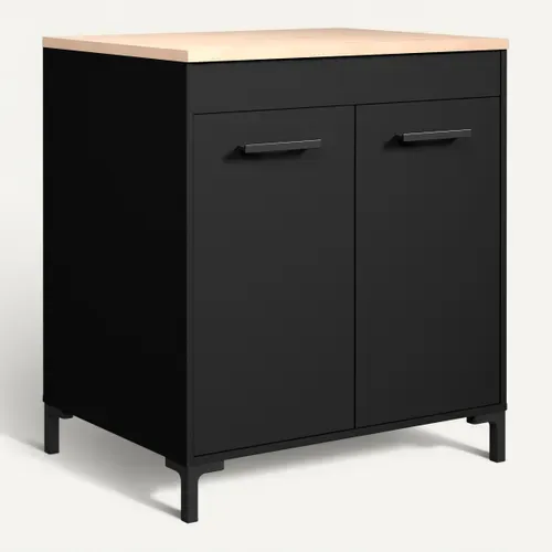 Bas 80 cm 2 portes ONYX noir vue 3/4