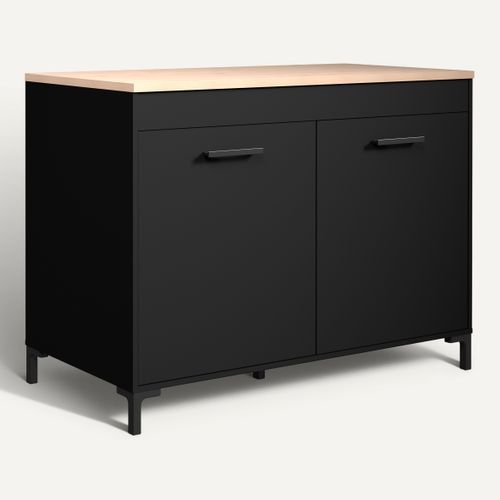Bas 120 cm 2 portes ONYX noir vue 3/4