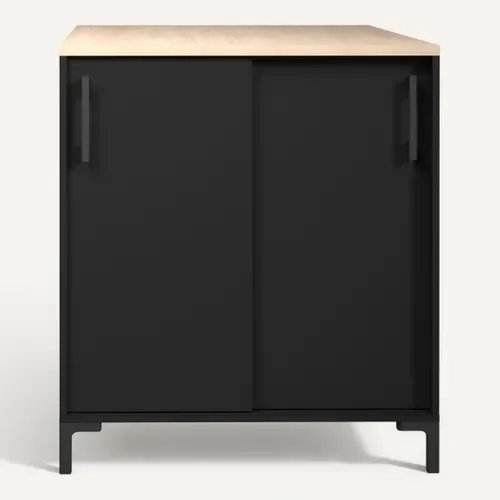 Bas ilot 110 2 portes ONYX noir vue de face