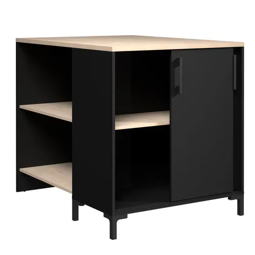Bas ilot 110 2 portes ONYX noir vue de profil