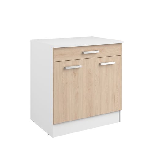 Bas 80 cm 1 tiroir 2 portes UNO chêne
