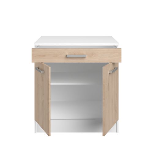 Bas 80 cm 1 tiroir 2 portes UNO chêne