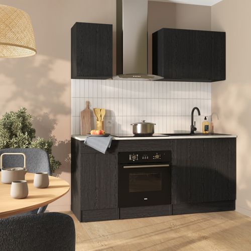 Haut 80 cm 2 portes ANNA chêne noir