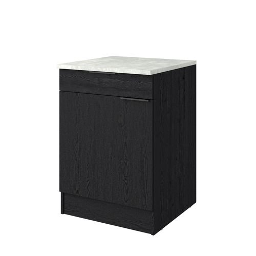 Bas 60 cm 1p 1t ANNA chêne noir vue de profil