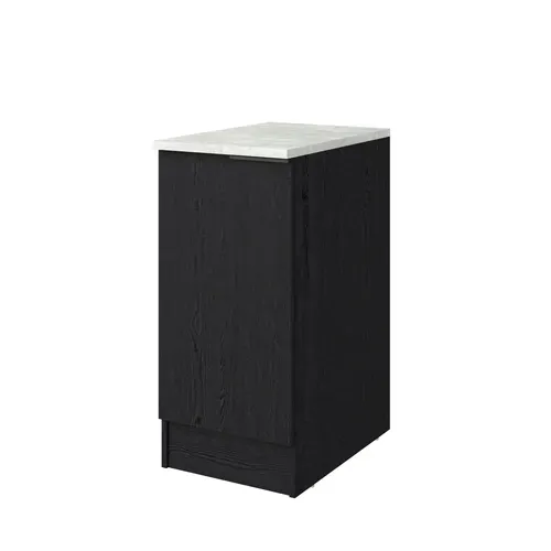 Bas 40 cm 1 porte ANNA chêne noir vue de profil