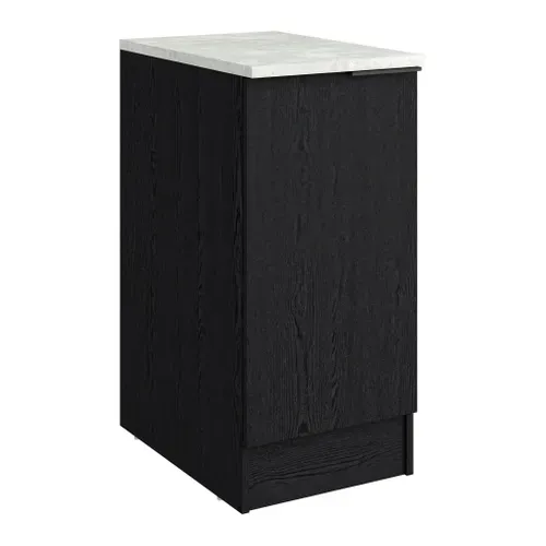 Bas 40 cm 1 porte ANNA chêne noir vue 3/4