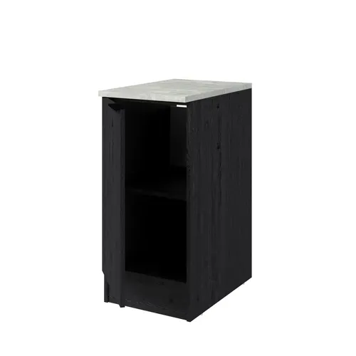 Bas 40 cm 1 porte ANNA chêne noir