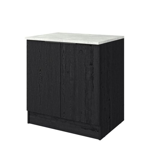 Bas 80 cm 2 portes ANNA chêne noir