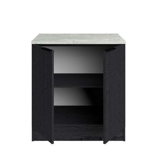 Bas 80 cm 2 portes ANNA chêne noir