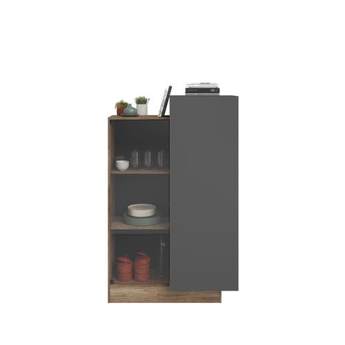 Buffet haut L. 95 PARADOXE Gris / imitation chêne