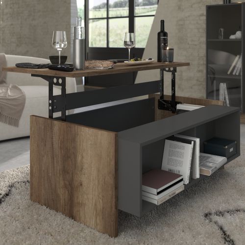 Table basse relevable PARADOXE Gris / imitation chêne