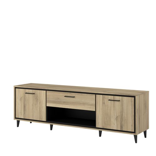 Meuble TV OSTARA imitation chêne et noir