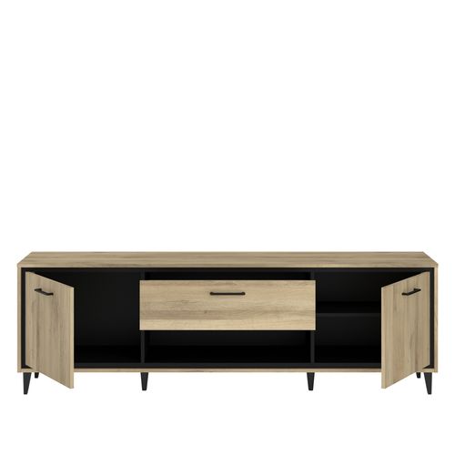 Meuble TV OSTARA imitation chêne et noir