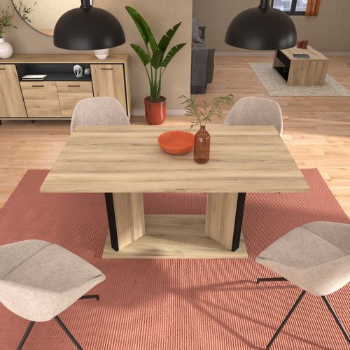 Table extensible L160-200 cm OSTARA imitation chêne et noir