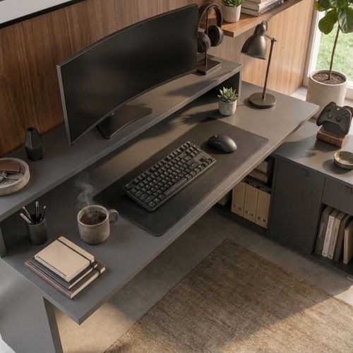Bureau Gamer d'angle WORTEX gris