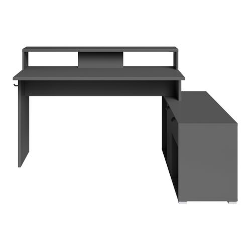 Bureau Gamer d'angle WORTEX gris vue de face