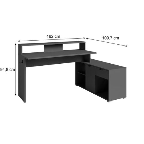 Bureau Gamer d'angle WORTEX gris