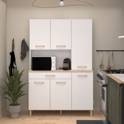 Buffet ESSENTIEL imitation chêne et blanc