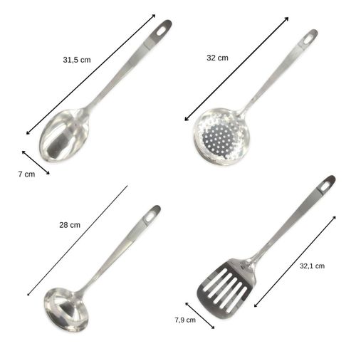 Ensemble De 4 Ustensiles De Cuisine En Inox