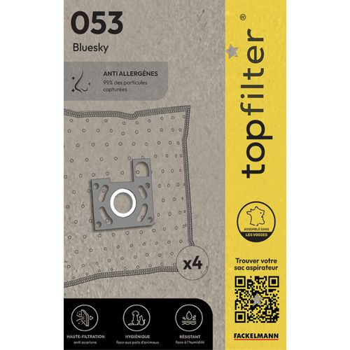 Lot De 4 Sacs Aspirateur Bluesky Topfilter Premium