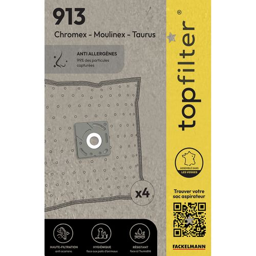 Lot De 4 Sacs Aspirateur Moulinex Topfilter Premium