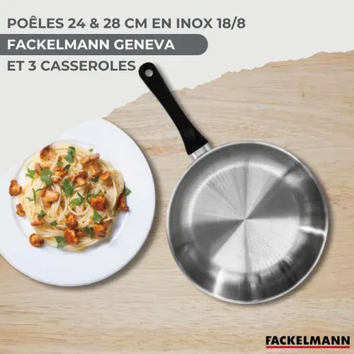Batterie De Cuisine Avec 3 Casseroles 12/16/20 Cm Et 2 Poêles 24/28 Cm Et 5 Ustensiles De Cuisine S…