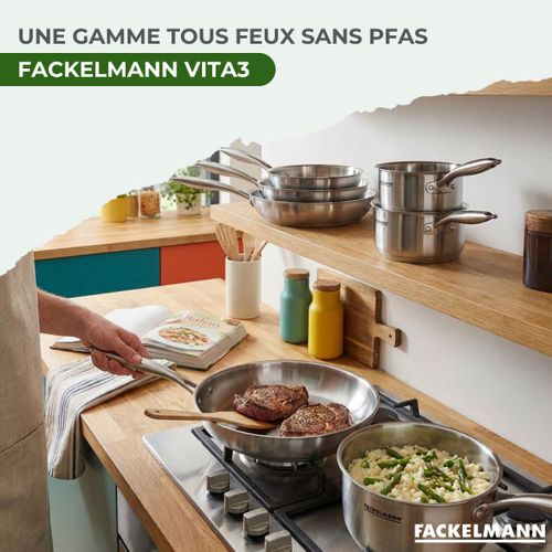 Batterie De Cuisine Avec 1 Poêle 28 Cm Et 3 Casseroles 14/16/18 Cm Et 1 Couvercle De Cuisson Univer…