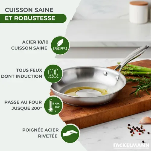 Batterie De Cuisine Avec 1 Poêle 28 Cm Et 3 Casseroles 14/16/18 Cm Et 1 Couvercle De Cuisson Univer…