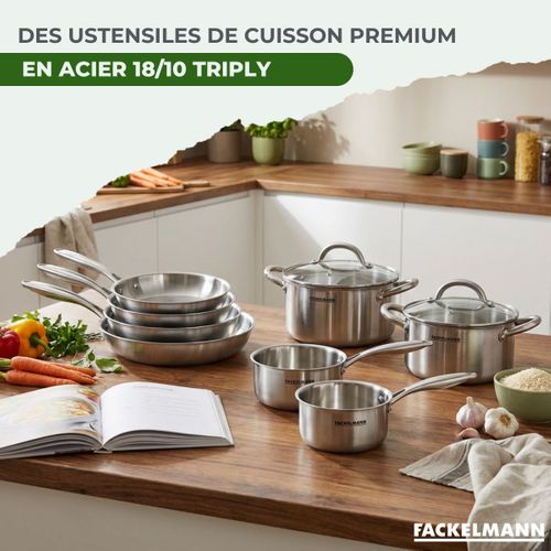 Batterie De Cuisine Avec 2 Poêles 24/28 Cm Et 3 Casseroles 14/16/18 Cm Avec 1 Couvercle De Cuisson …