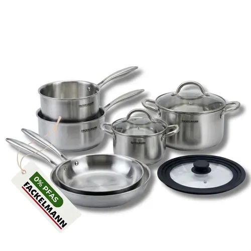 Batterie De Cuisine Avec 2 Poêles 24/28 Cm Et 3 Casseroles 14/16/18 Cm Avec 1 Couvercle De Cuisson …