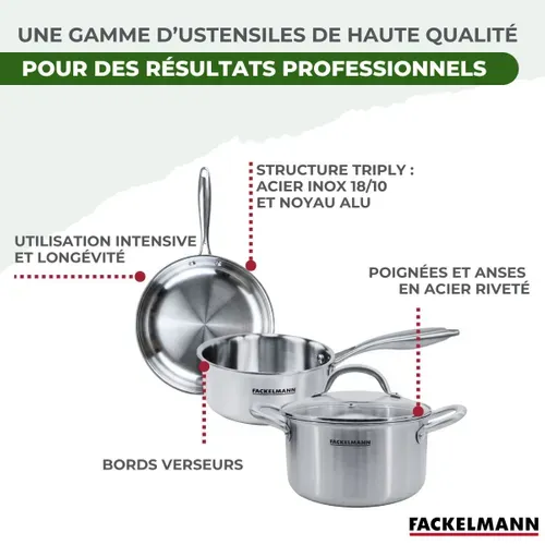Batterie De Cuisine Avec 2 Poêles 24/28 Cm Et 3 Casseroles 14/16/18 Cm Avec 1 Couvercle De Cuisson …