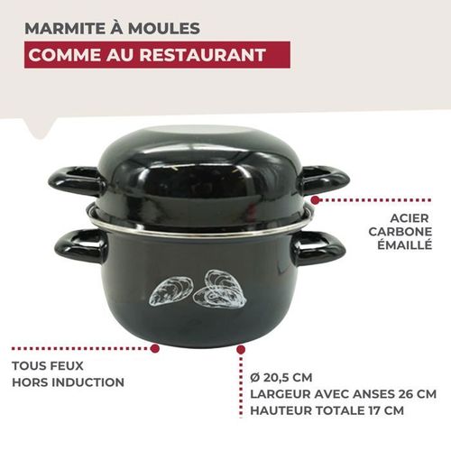 Ensemble De 2 Marmites à Moules - Emaillée - 20,5 X 26 X 17,5 Cm
