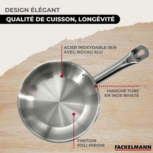 Set 1 Poêle 20 Cm Et 1 Couvercle Verre, 3 Faitouts Inox 16, 20 Et 24 Cm
