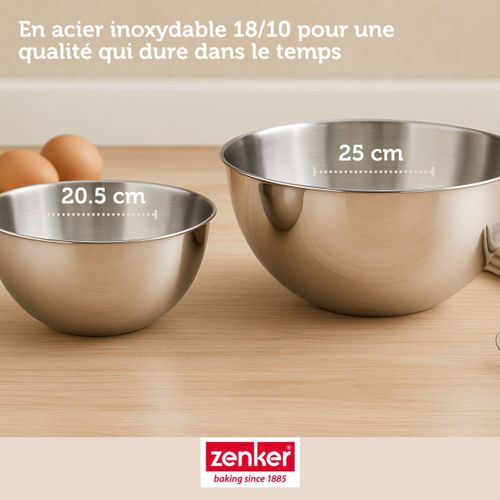 Lot Comprenant 1 Moule Baguette 3 Empreintes, 1 Spatule Et 2 Bols à Mixer En Inox