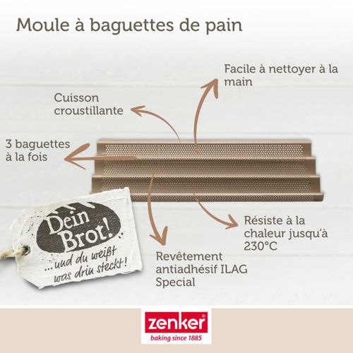 Lot Comprenant 1 Moule Baguette 3 Empreintes, 1 Spatule Et 2 Bols à Mixer En Inox