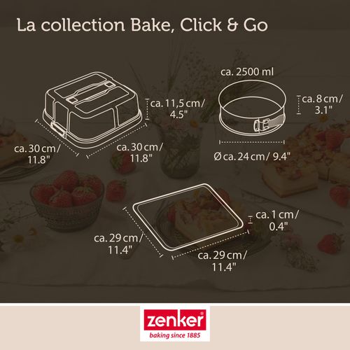 Set De 4 Ustensiles De Pâtisserie Moule à Manqué Bol à Mixer Et Spatule De Cuisine Zenker Bake Clic…