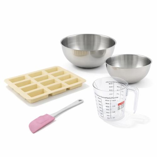 Set Pâtisserie Avec Moule Pour 12 Barres De Céréales, 2 Bols à Mixer, Verre Mesureur Et Spatule