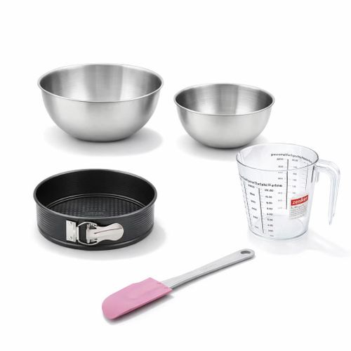 Set De 5 Ustensiles De Pâtisserie Moule à Manqué Bol Spatule Et Verre Doseur Black Metallic Black M…