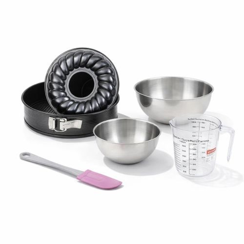 Set Pâtisserie Avec Moule à Manqué Et à Savarin 26 Cm, 2 Bols à Mixer, Verre Mesureur Et Spatule