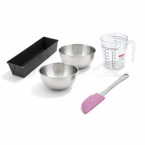Set De 5 Ustensiles De Pâtisserie Moule à Gâteaux Bols Spatule Et Verre Doseur Black Metallic Black…