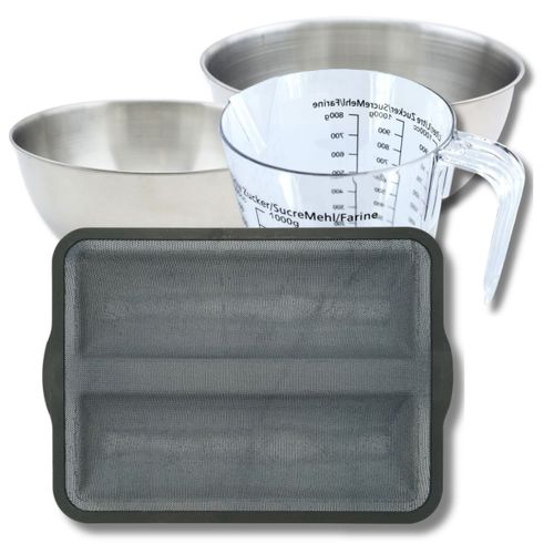Set Pâtisserie Avec Moule 2 Baguettes De Pain 36 X 26 Cm En Silicone, 2 Bols à Mixer, Verre