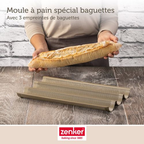 Set Pâtisserie Avec Moule Perforé 3 Baguettes 38,5 X 24,6 Cm En Acier, 2 Bols à Mixer