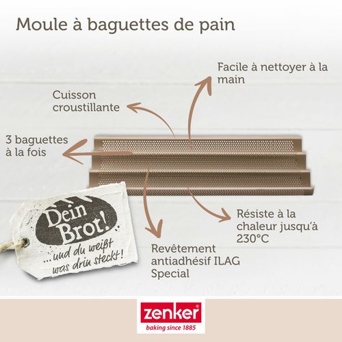 Set Pâtisserie Avec Moule Perforé 3 Baguettes 38,5 X 24,6 Cm En Acier, 2 Bols à Mixer