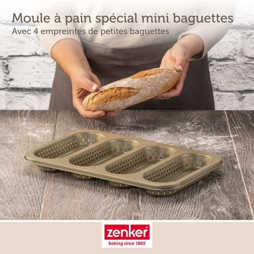 Set Pâtisserie Avec Moule Perforé 4 Mini Baguettes 33 X 22 Cm En Acier, 2 Bols à Mixer