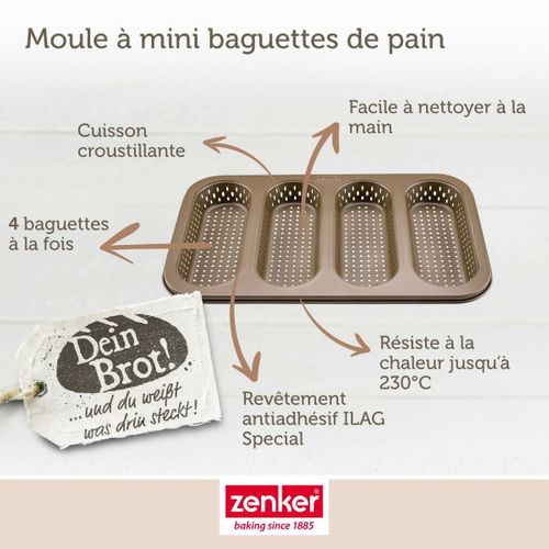 Set Pâtisserie Avec Moule Perforé 4 Mini Baguettes 33 X 22 Cm En Acier, 2 Bols à Mixer
