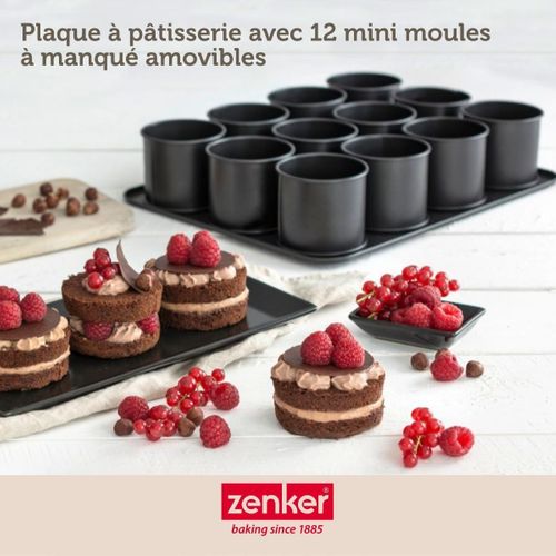 Set Pâtisserie Avec Plaque à 12 Mini Moules Ronds 38 X 30 Cm En Acier, 2 Bols à Mixer